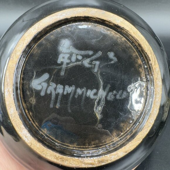 Hand Made Studio Pottery Signed Grammichble Round Bottom Stoneware Vase Vessel - Picture 8 of 12